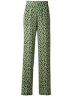 Etro Floral Print Flared Trousers, Women's, Size: 44, Green, Silk