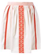 Manoush Embroidered Mini Skirt, Women's, Size: 38, White, Cotton
