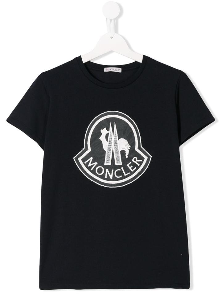 Moncler Kids Teen Mesh Logo T-shirt - Blue