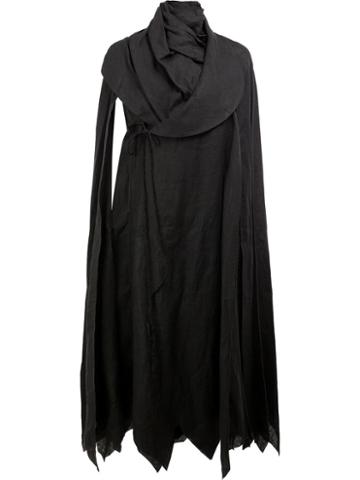 Aganovich Single Sleeve Draped Cape, Women's, Size: 36, Black, Linen/flax