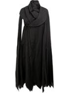 Aganovich Single Sleeve Draped Cape, Women's, Size: 36, Black, Linen/flax