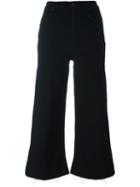 7 For All Mankind Wide Leg Cropped Jeans, Women's, Size: 29, Black, Cotton/polyester/spandex/elastane