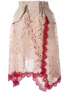 Sacai Lace Overlay Military Waist Skirt, Women's, Size: 3, Nude/neutrals, Cotton/rayon/nylon/nylon