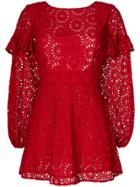 Sundress Margherita Ruffle Sleeve Lace Dress - Red