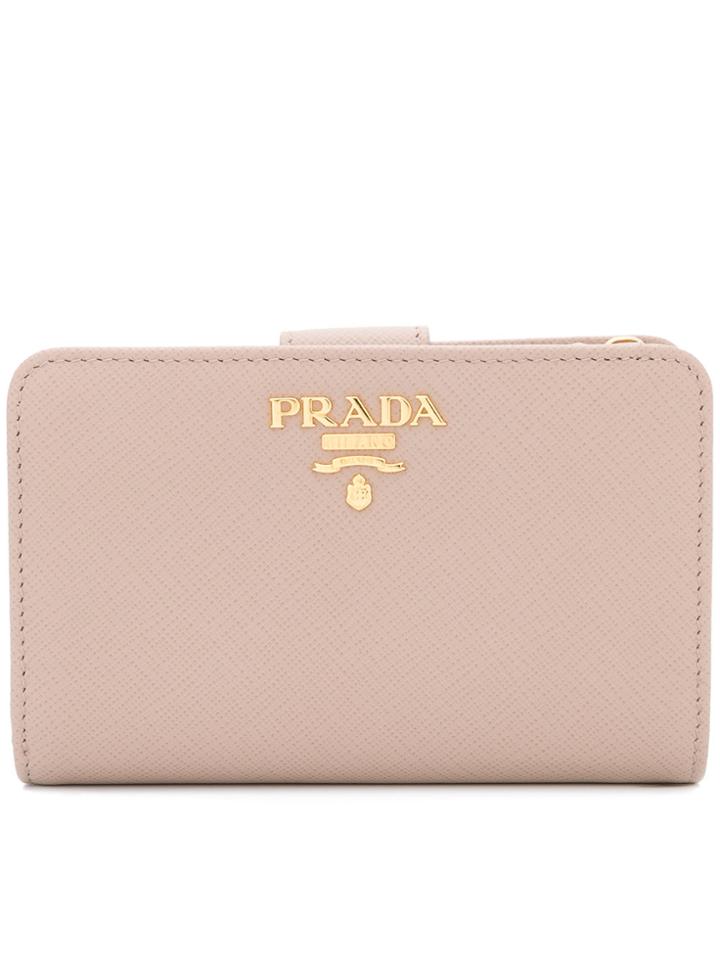 Prada Saffiano Foldover Snap Wallet - Nude & Neutrals