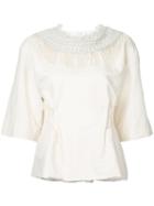 Dries Van Noten - Beaded Top - Women - Cotton/linen/flax - 38, Women's, Nude/neutrals, Cotton/linen/flax