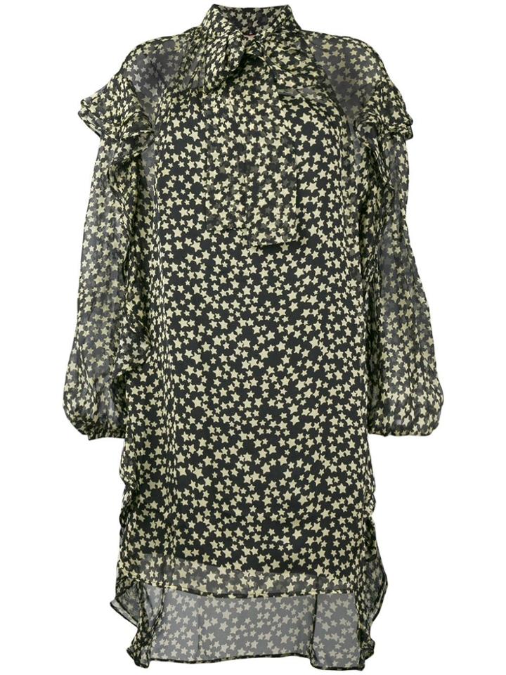 No21 Pussybow Star Print Dress - Black