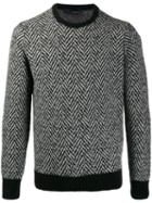 Lardini Herringbone Knit Sweater - Black