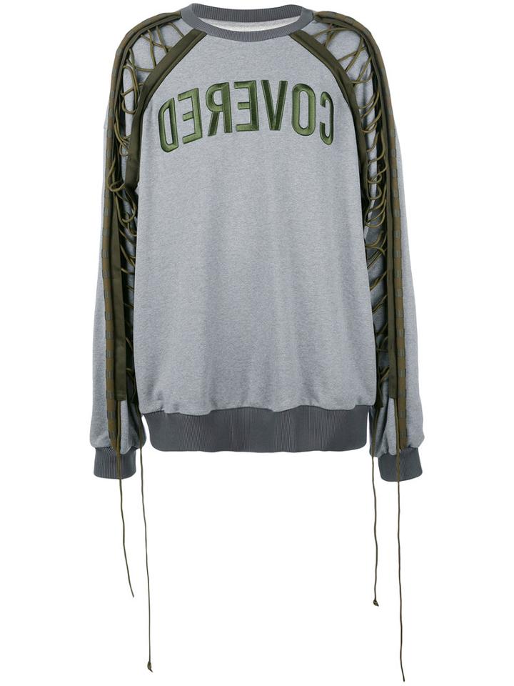 Juun.j Drawstring Sleeve Sweatshirt, Men's, Size: Small, Grey, Cotton/polyester/polyamide