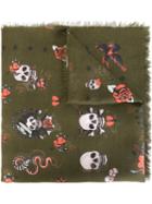 Alexander Mcqueen - Tattoo Skull Scarf - Men - Silk/modal - One Size, Green, Silk/modal