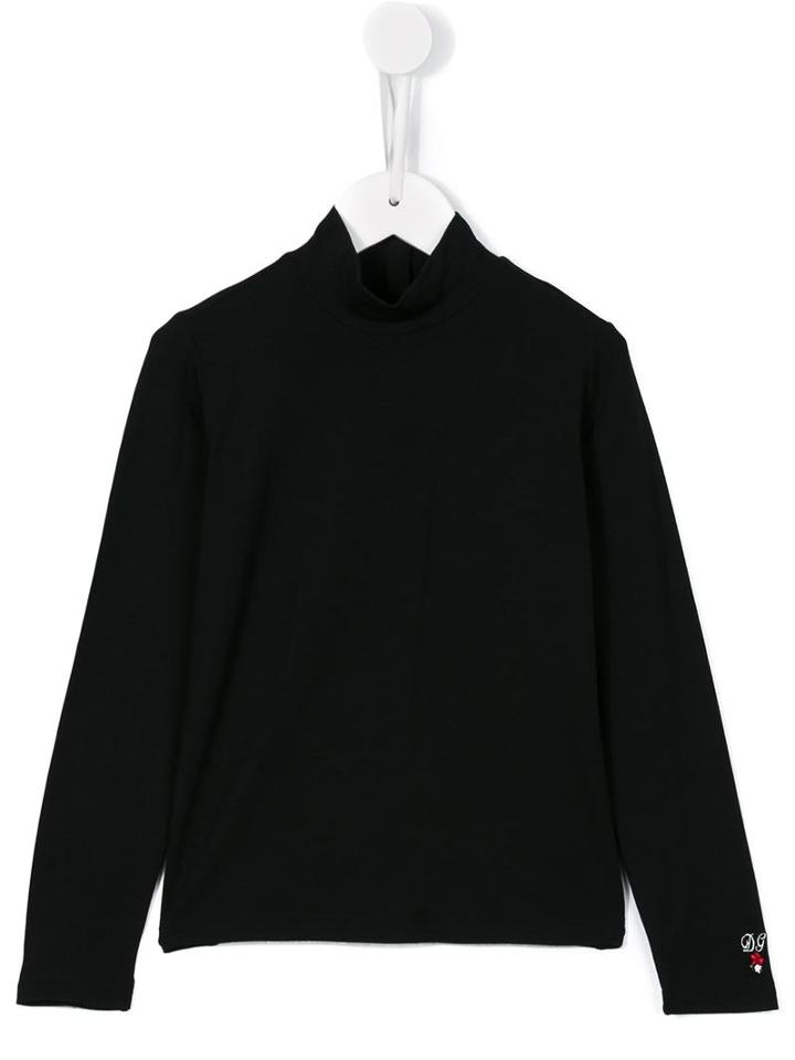 Dolce & Gabbana Kids Roll Neck Long Sleeve Top, Girl's, Size: 12 Yrs, Black