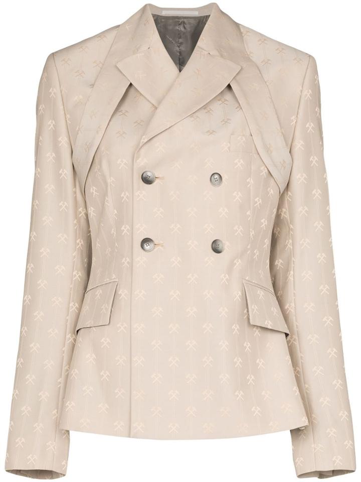 Gmbh Harness Collar Double-breasted Blazer - Grey
