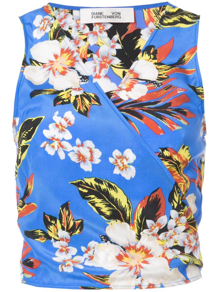 Dvf Diane Von Furstenberg Floral Crop Top - Blue