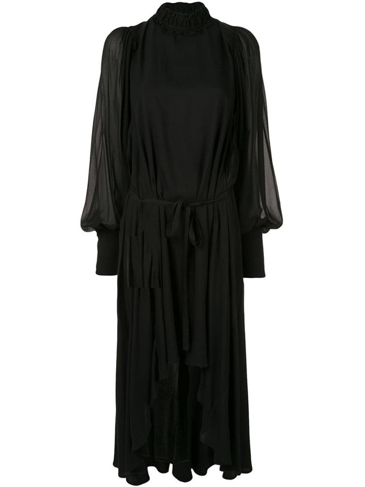Ann Demeulemeester Chiffon Blouson Dress - Black