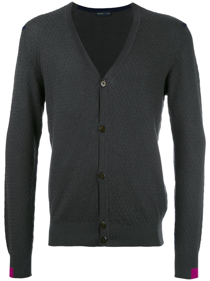 Etro V-neck Cardigan, Men's, Size: Xl, Grey, Cotton/cashmere