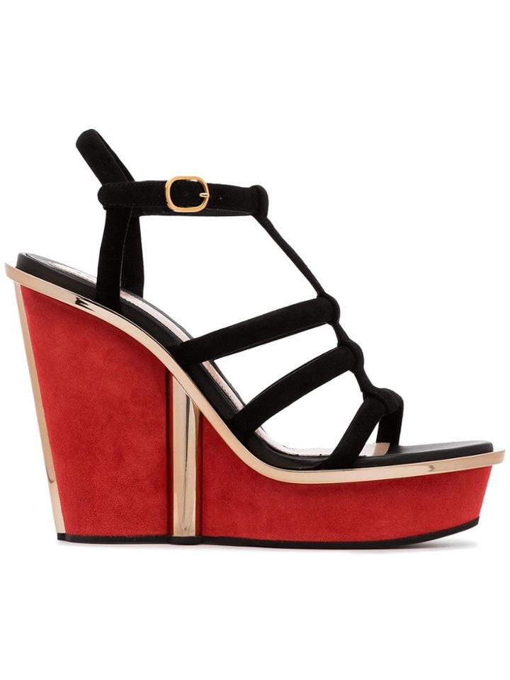 Alexander Mcqueen Black, Red And Gold Metallic Contrast 135 Suede