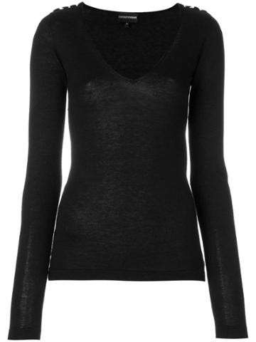 Emporio Armani Vintage Button-embellished Knitted Top - Black
