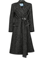 Prada Coat With Chevron Motif - Black