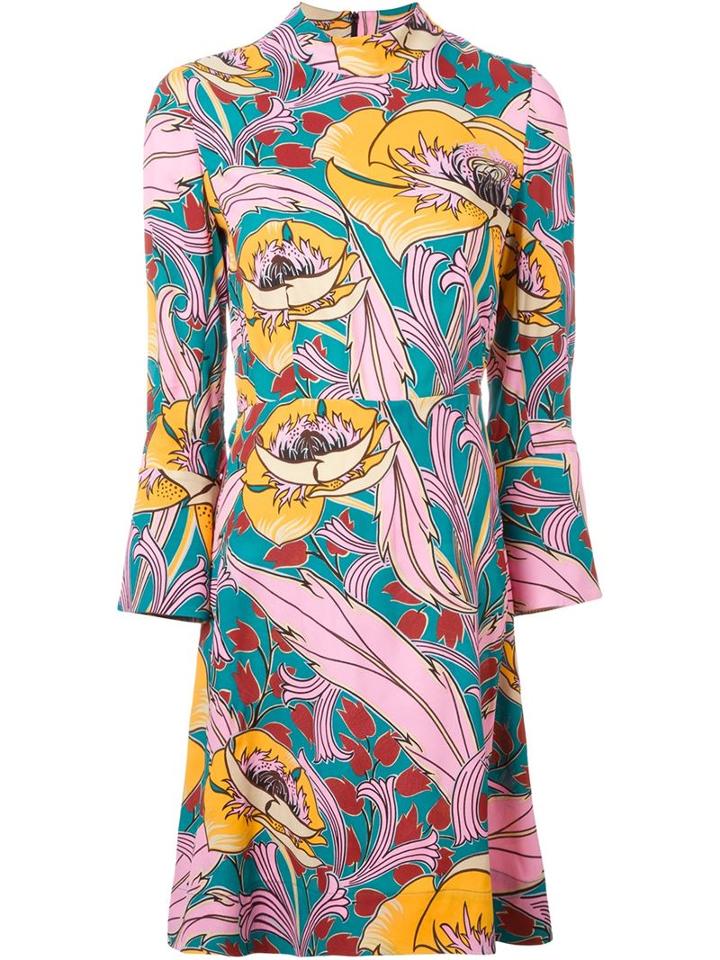 Marni Floral Print Dress, Women's, Size: 40, Yellow, Viscose