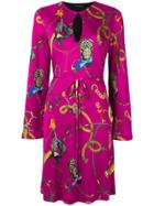 Etro Anastase Printed Belted Dress - Pink & Purple