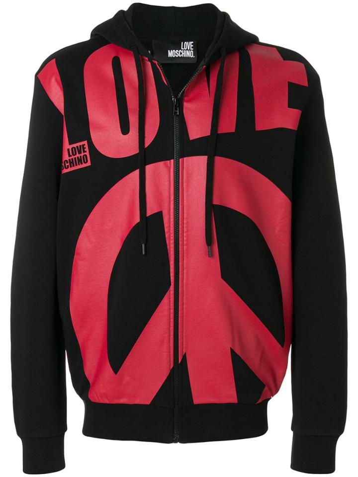 Love Moschino Oversized Slogan Zipped Front Hoodie - Unavailable