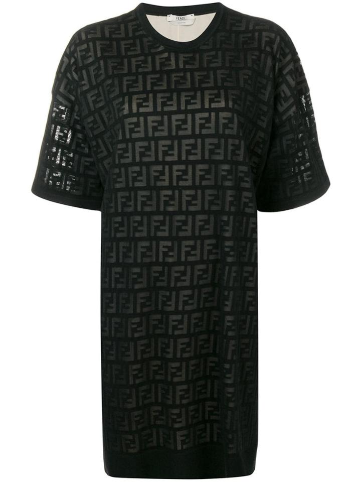Fendi Inlaid Ff Logo T-shirt Dress - Black