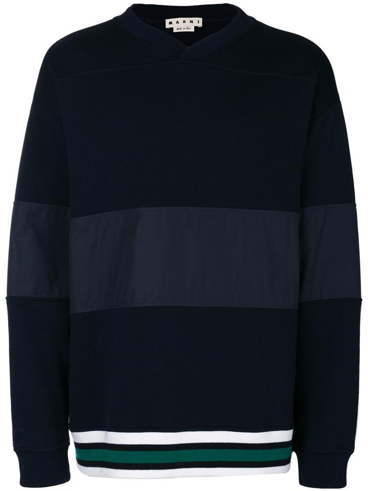 Marni - Striped Panel Sweater - Men - Cotton/polyamide/virgin Wool - 46, Blue, Cotton/polyamide/virgin Wool