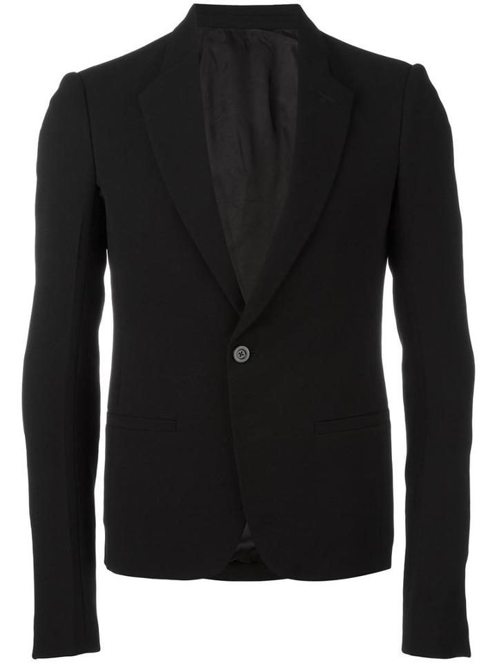 Rick Owens Singe Button Blazer, Men's, Size: 48, Black, Virgin Wool/viscose/cotton