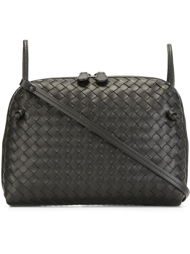 Bottega Veneta Woven Shoulder Bag, Women's, Black, Leather