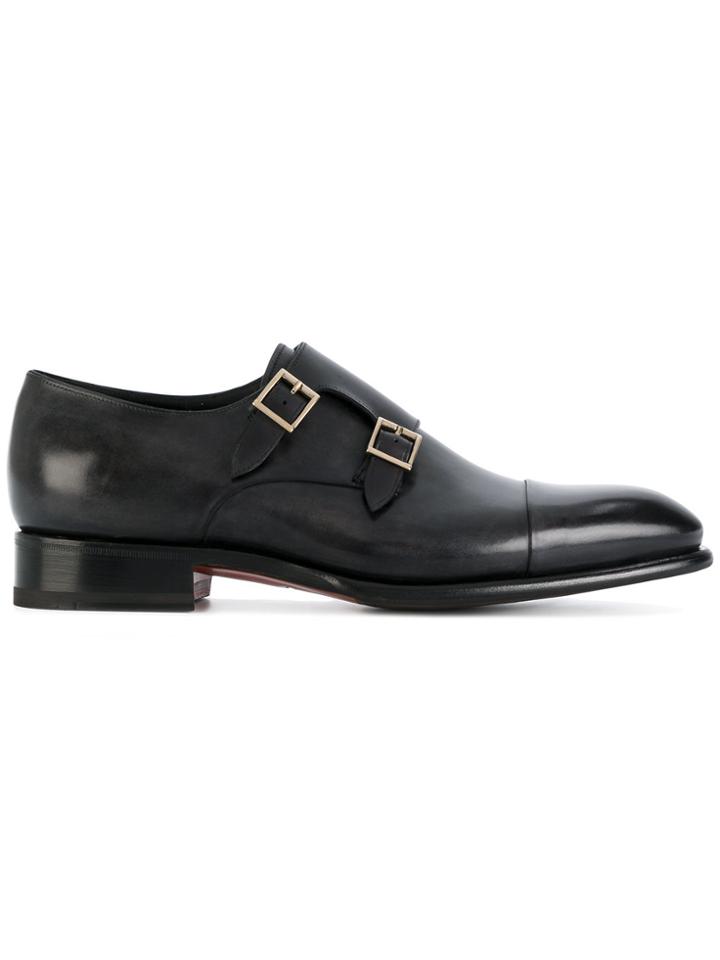 Santoni Double-buckled Loafers - Black