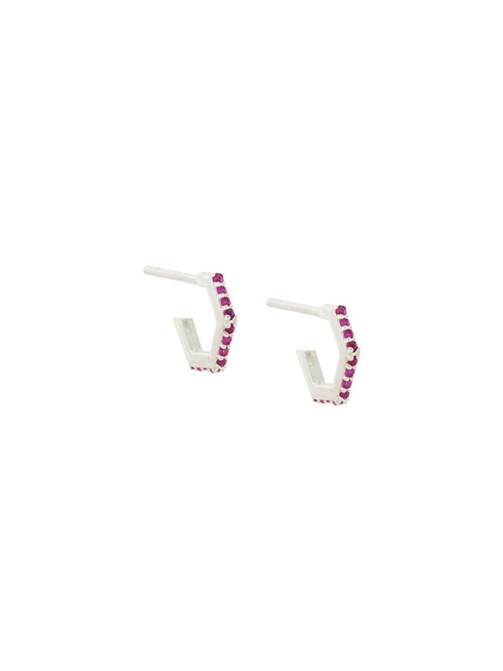 Rachel Jackson 'ruby Hexagon' Earrings - Metallic