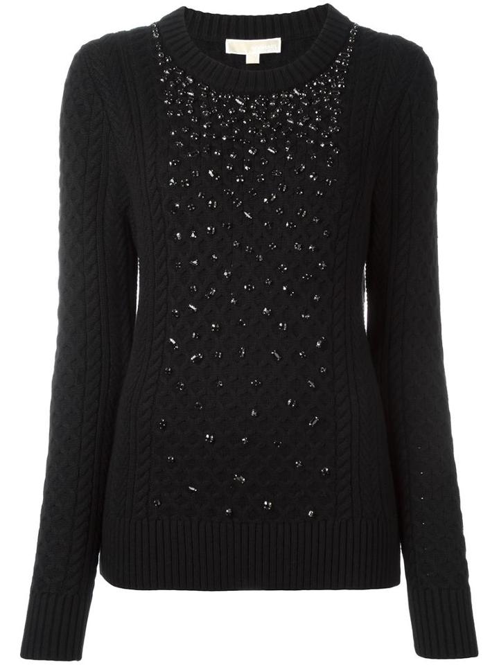 Michael Michael Kors Embellished Fair Isle Jumper, Women's, Size: Medium, Black, Viscose/nylon/wool