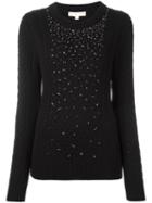 Michael Michael Kors Embellished Fair Isle Jumper, Women's, Size: Medium, Black, Viscose/nylon/wool