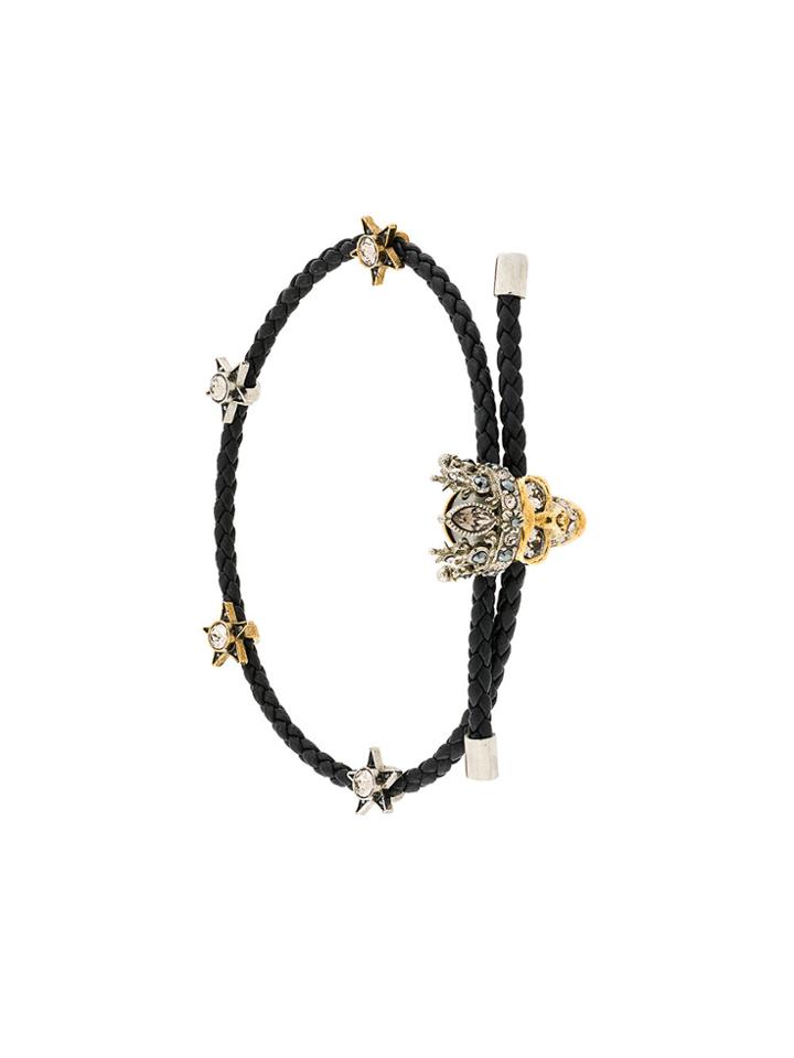 Alexander Mcqueen King Skull Braided Bracelet - Black