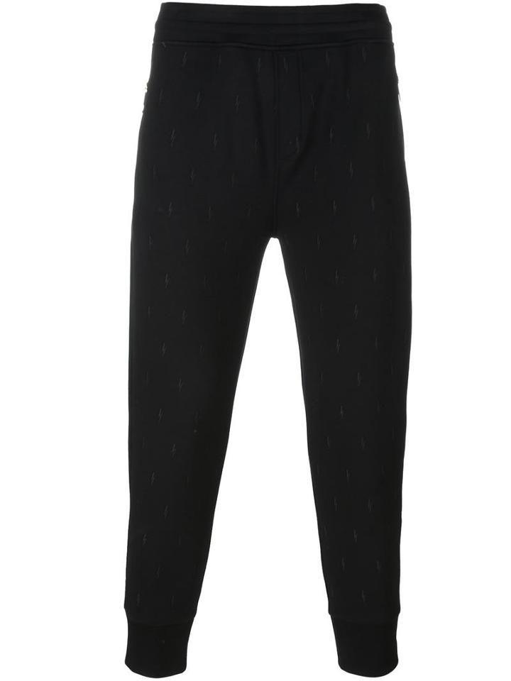 Neil Barrett Lightning Bolt Track Pants, Men's, Size: Xs, Black, Cotton/spandex/elastane/lyocell/viscose