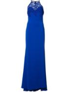 Badgley Mischka Long Halter-neck Dress
