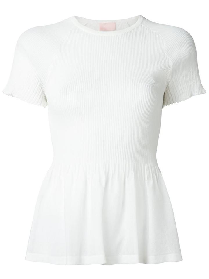 Giamba Pleated Flared Top, Women's, Size: 40, White, Cotton/polyamide