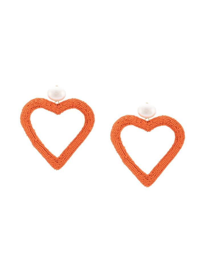 Carolina Herrera Beaded Heart Earrings - Yellow