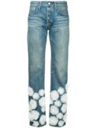 Tu Es Mon Trésor Tulle Flower Jeans Short Length - Blue