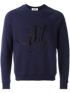 Msgm Embroidered Logo Sweatshirt, Men's, Size: Medium, Blue, Cotton