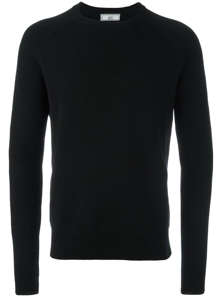 Ami Alexandre Mattiussi Crew Neck Sweater, Men's, Size: Small, Black, Cashmere/merino