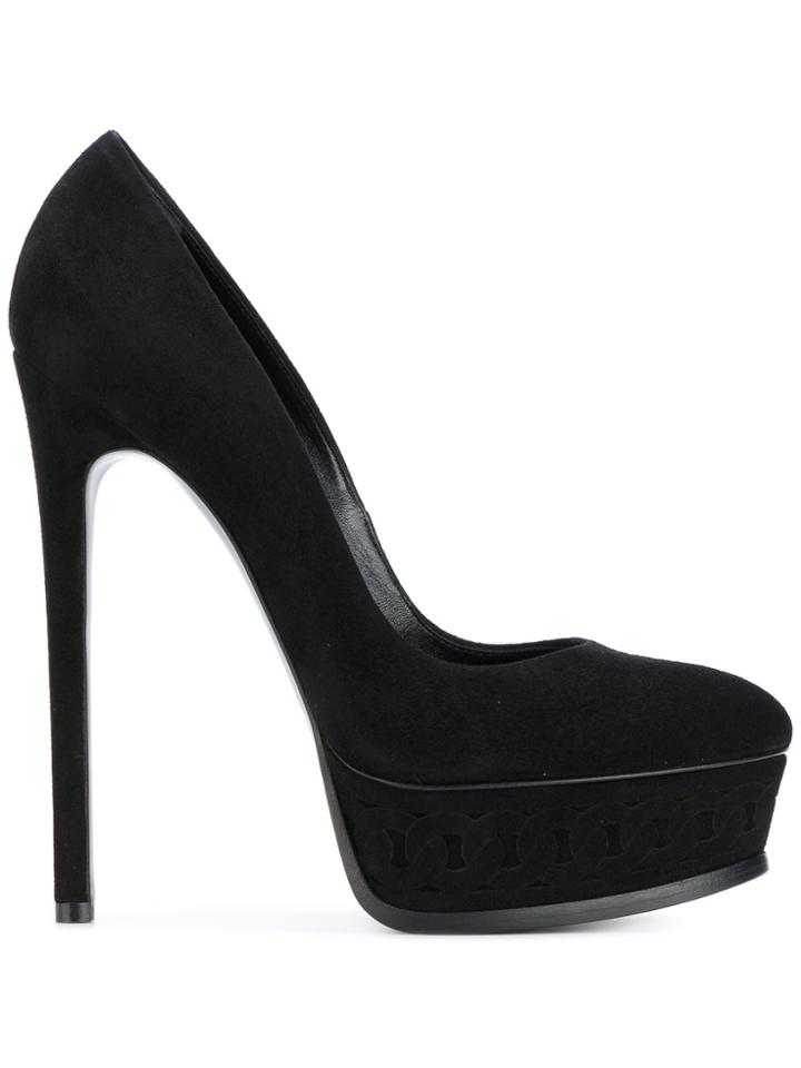 Casadei Chain Pattern Platform Pumps - Black