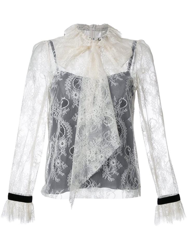 Philosophy Di Lorenzo Serafini Pussybow Lace Blouse, Women's, Size: 44, White, Polyamide