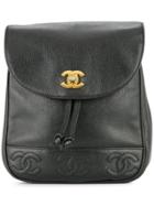 Chanel Vintage Turnlock Flap Backpack - Black