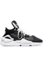 Y-3 Black And White Kaiwa Leather And Neoprene Sneakers