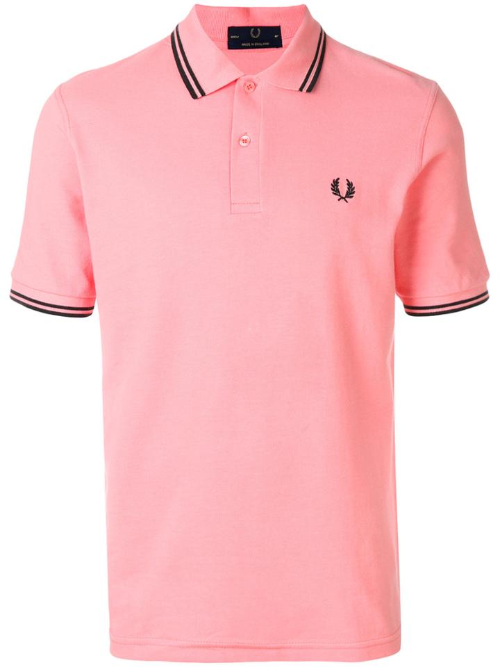 Fred Perry X Art Comes First Striped Trim Polo Shirt - Pink & Purple
