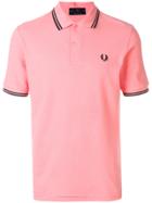 Fred Perry X Art Comes First Striped Trim Polo Shirt - Pink & Purple