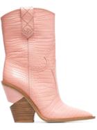Fendi Cutwalk 100 Crocodile-embossed Ankle Boots - Pink & Purple