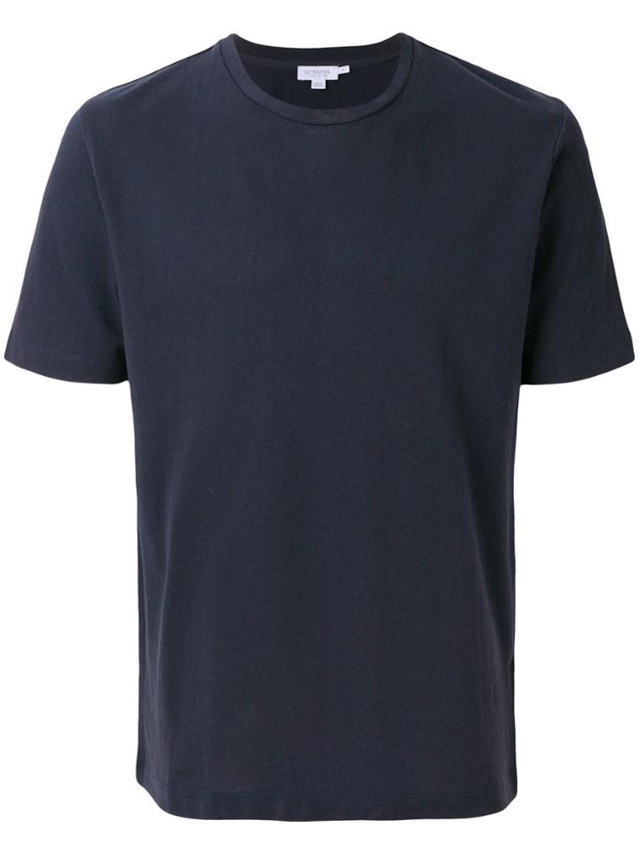 Sunspel Textured Crew Neck T-shirt - Blue