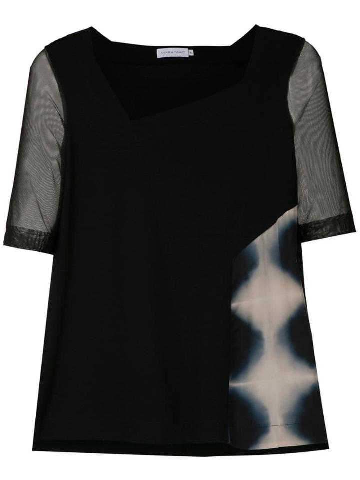 Mara Mac Printed Panelled Blouse - Black
